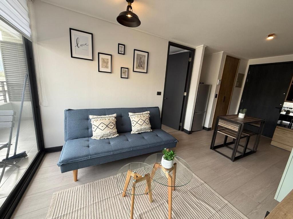 Χώρος καθιστικού στο Acogedor departamento en Ñuñoa