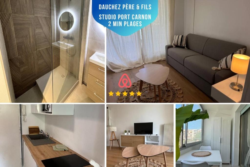 Televisyen dan/atau pusat hiburan di Studio 2 pers - 3 min Beach - Port Carnon