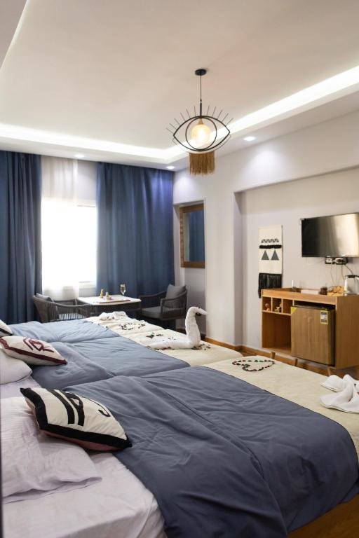 开罗Guest rest view INN的酒店客房设有一张大床和一台电视机。