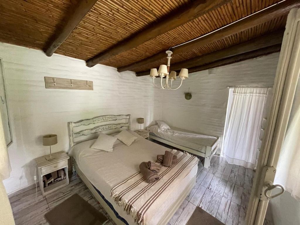 a bedroom with a large bed and a window at La higuera in Cerro de Oro
