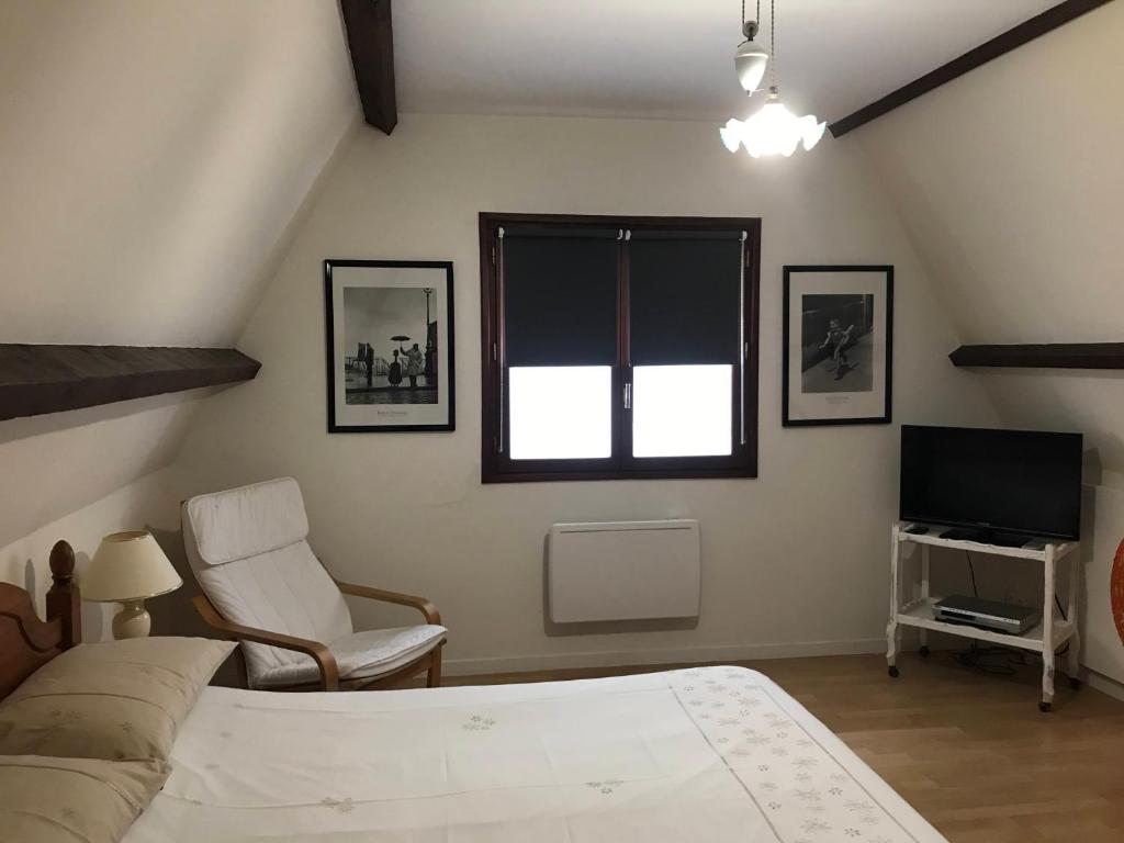 TV a/nebo společenská místnost v ubytování Chambre d'hôtes de Dompierre
