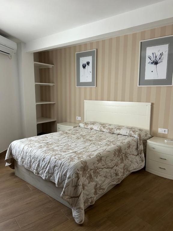 a bedroom with a bed and a book shelf at El Coso in Santa Cruz de la Zarza