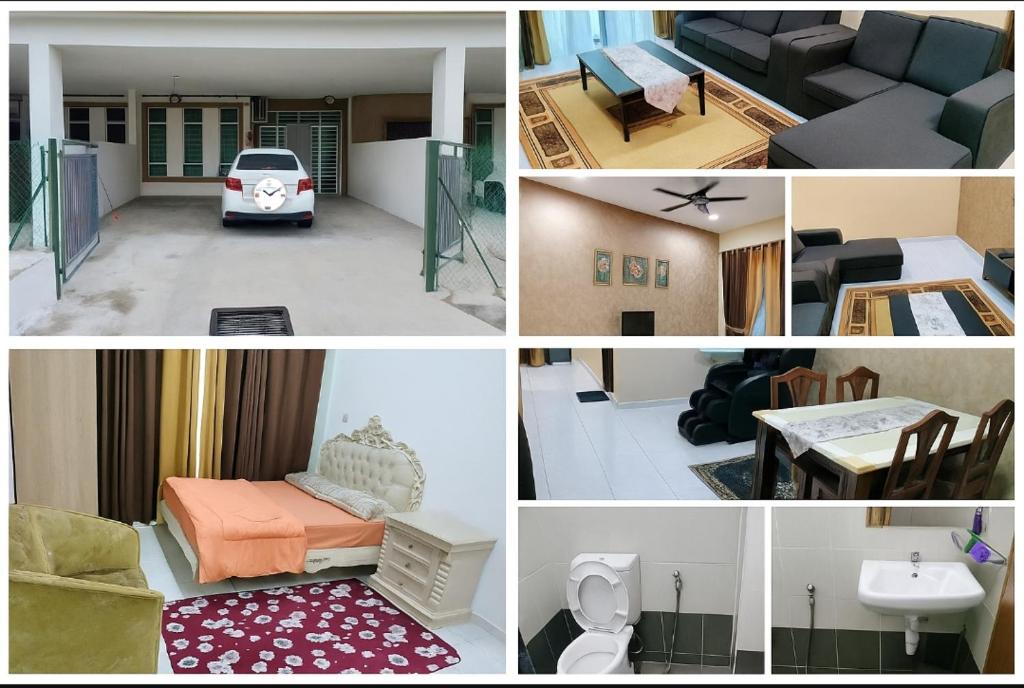 a collage of photos of a living room and a house at Zue Homestay Cherating in Kuantan