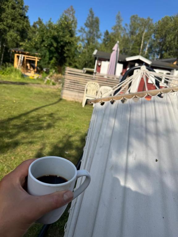 Příslušenství pro přípravu čaje a kávy v ubytování Älgdals villa
