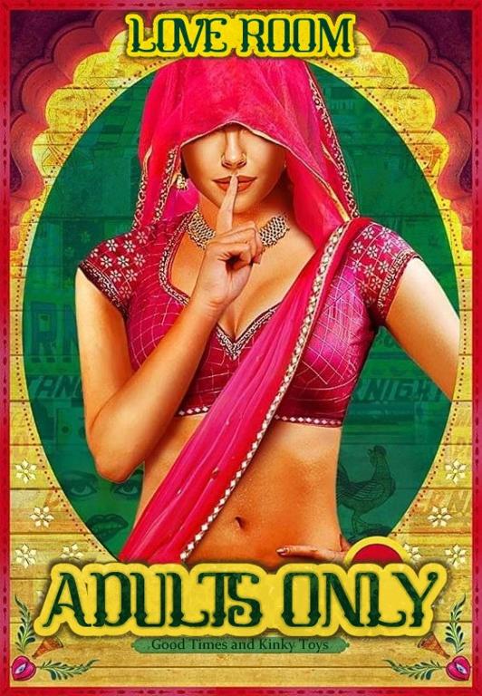 a poster for a movie with a woman doing a peace sign at LoveRoom Adults-Only in Maillezais