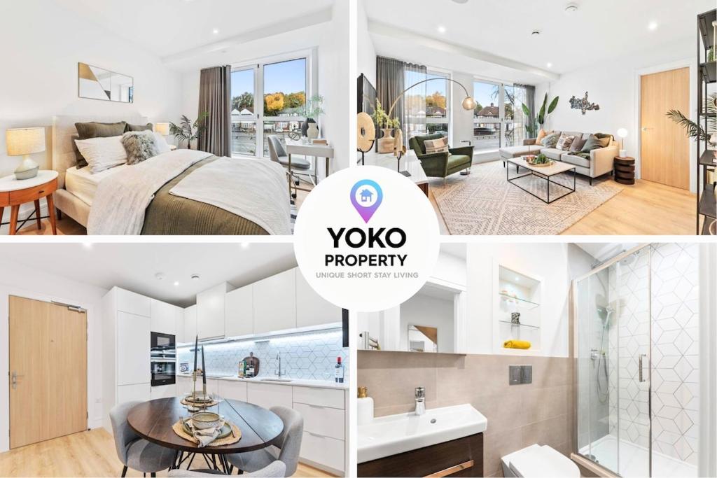 Χώρος καθιστικού στο Coombe HIll Apartment - Excellent Location - Free Parking, Self-Check-In, Fast Wifi, Access to On-Site Gym, Cinema, Games Room and Work Space by Yoko Property