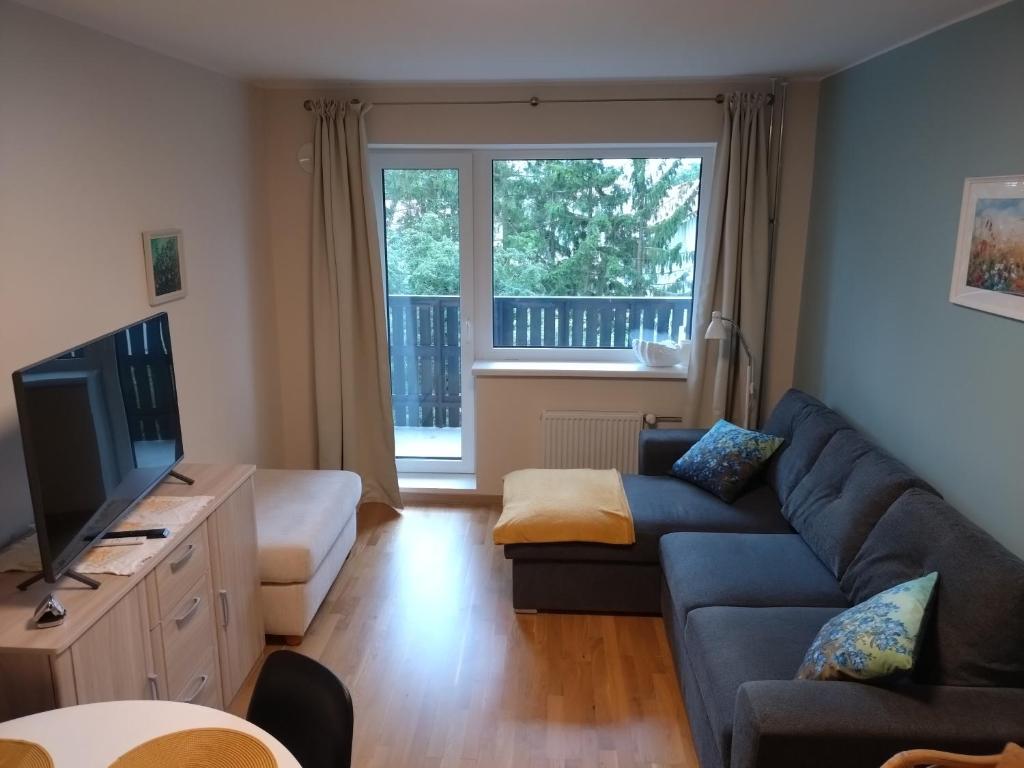 a living room with a couch and a tv at Armas pesa Loo asumis in Loo