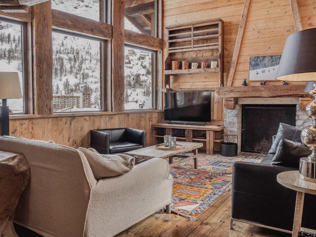 Χώρος καθιστικού στο Chalet de luxe à Val-d'Isère pour 8 pers avec confort inclus - FR-1-844-7