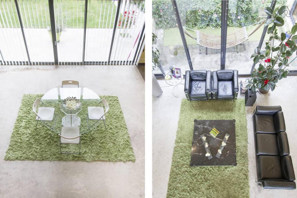 2 fotos de un patio con mesa y sillas en Loft Zen, en Burdeos