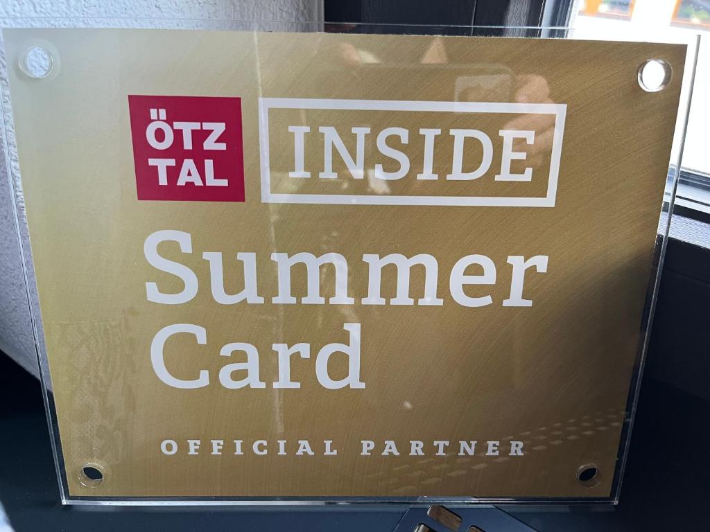 a sign for an inside summer card electrical barrier at Bianca`s BB in Sölden