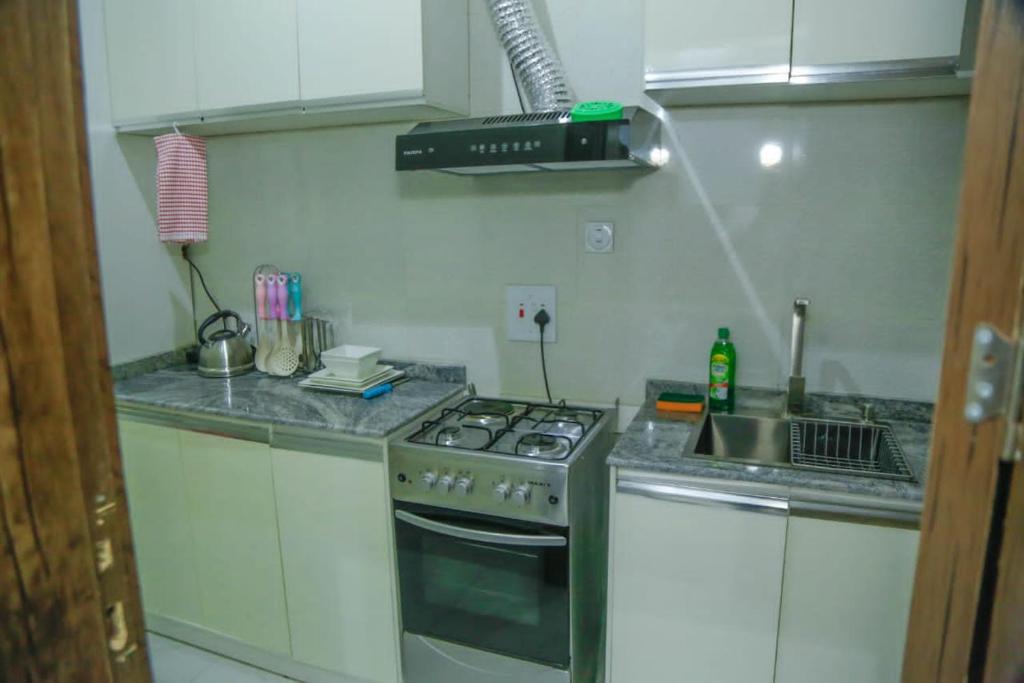 Kuchyň nebo kuchyňský kout v ubytování The Clifford Apartment Owerri