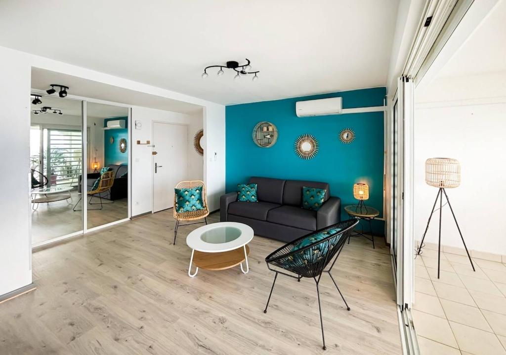 Et sittehjørne på T3 Bleu Lagoon vue époustouflante, Bord de mer