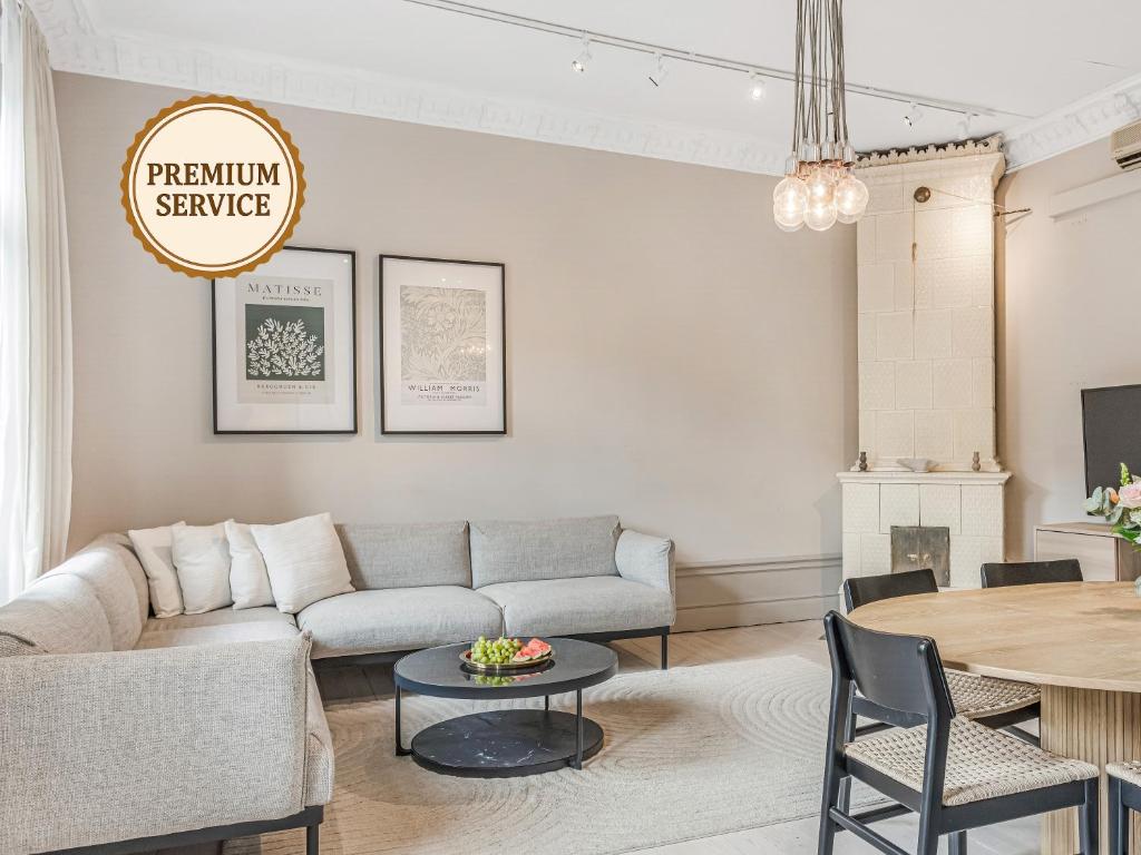 Et opholdsområde på Lägenhet med fantastiskt läge