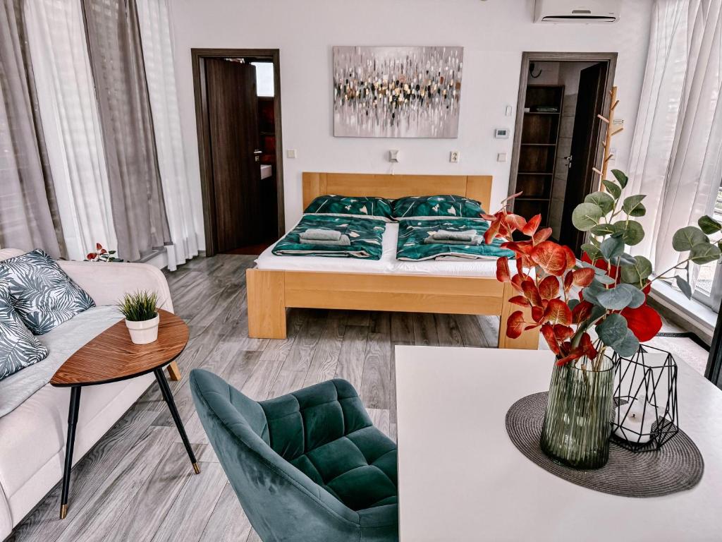 Postel nebo postele na pokoji v ubytování Atelier Lanna