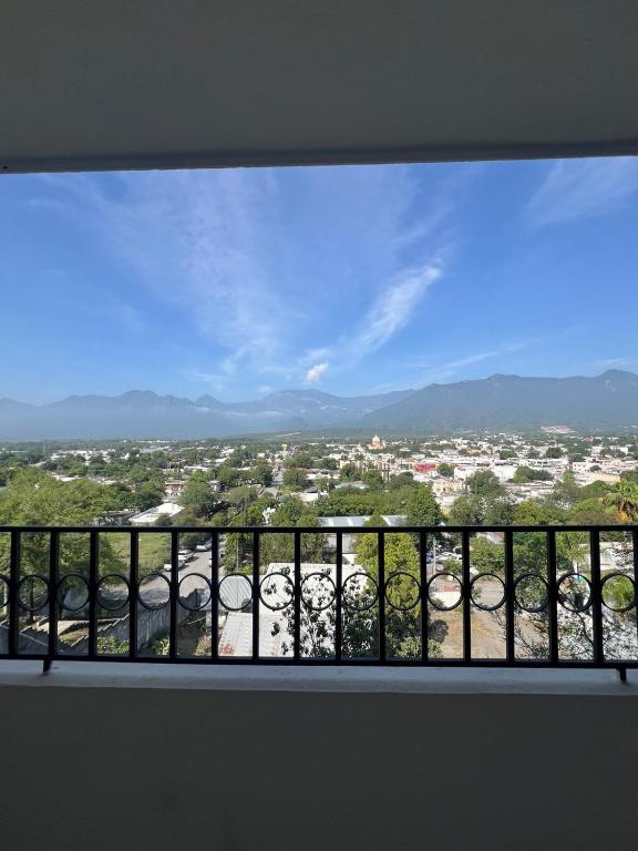 a view of a city from a window at Estancia Santa Cruz in Allende