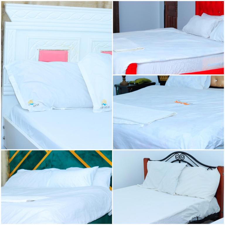 a collage of four different pictures of a bed at Parklands arena in Nairobi