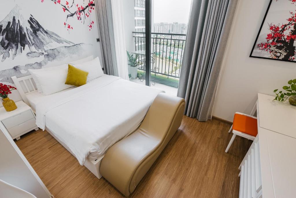 Postel nebo postele na pokoji v ubytování Luxury Studio In City Center With Gym, Pools And Private Walking Lake