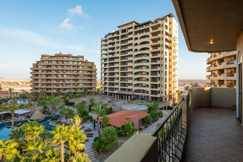 a view of two tall buildings from a balcony at Bella Sirena BA 505 As Good As It Gets Beautiful Ocean View Condo in Puerto Peñasco