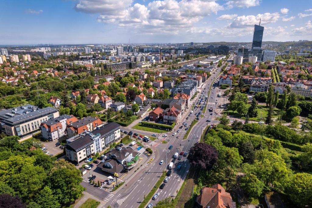 Výhľad na mesto Gdansk alebo výhľad na mesto priamo z hotela