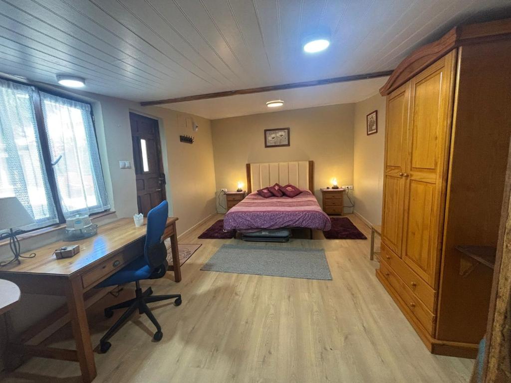a bedroom with a bed and a desk and a desk at Casa Gracia in Granda