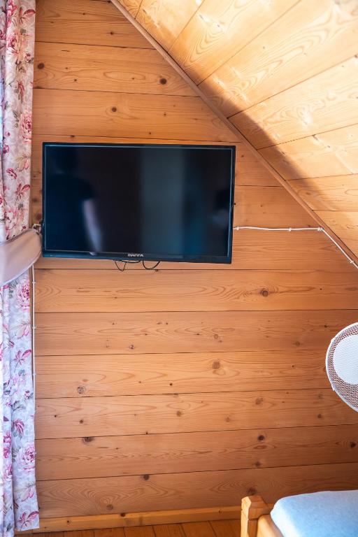 Televízia a/alebo spoločenská miestnosť v ubytovaní Domek pod Limbami