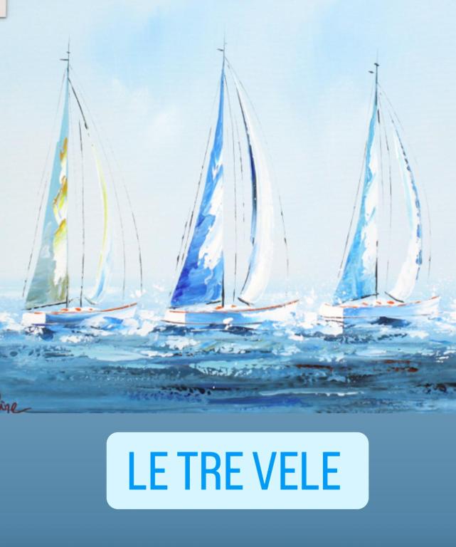 two sailboats on the water with the words le tree website at Le tre Vele in La Spezia