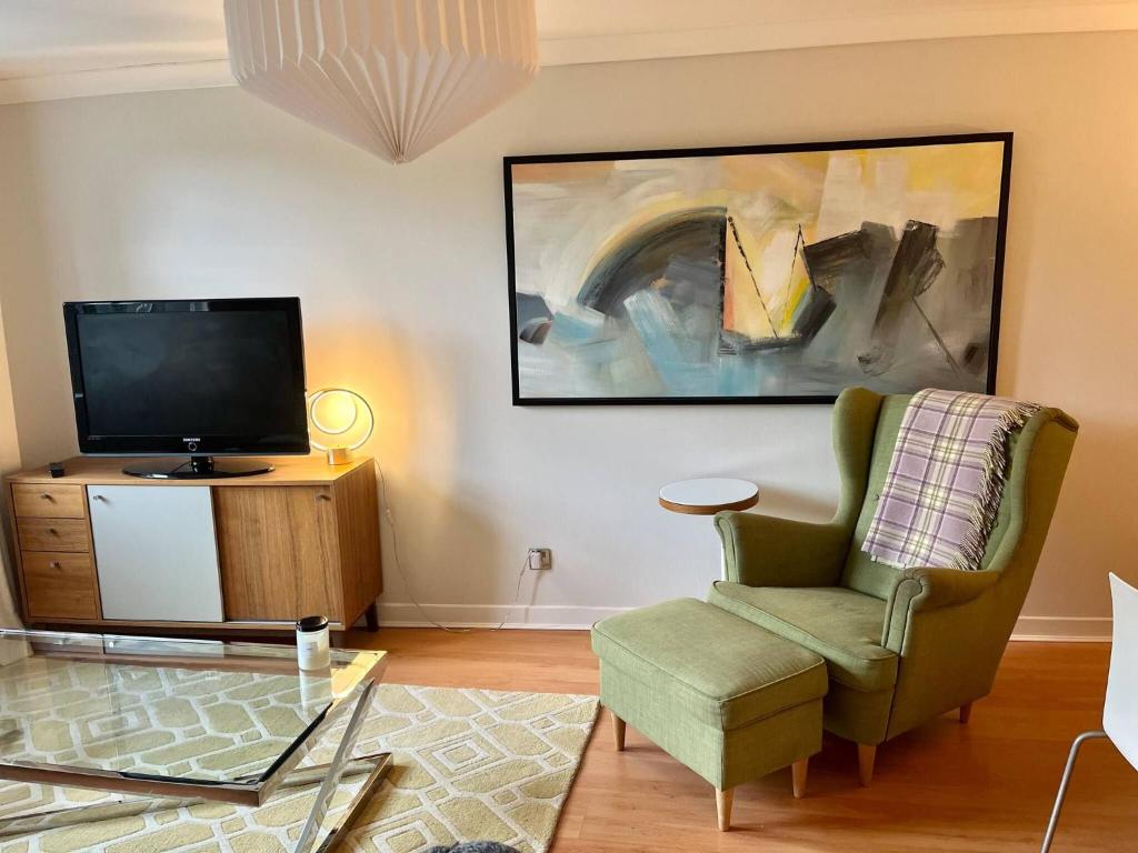 TV a/nebo společenská místnost v ubytování Stylish Edinburgh Apartment Beside Edinburgh Castle