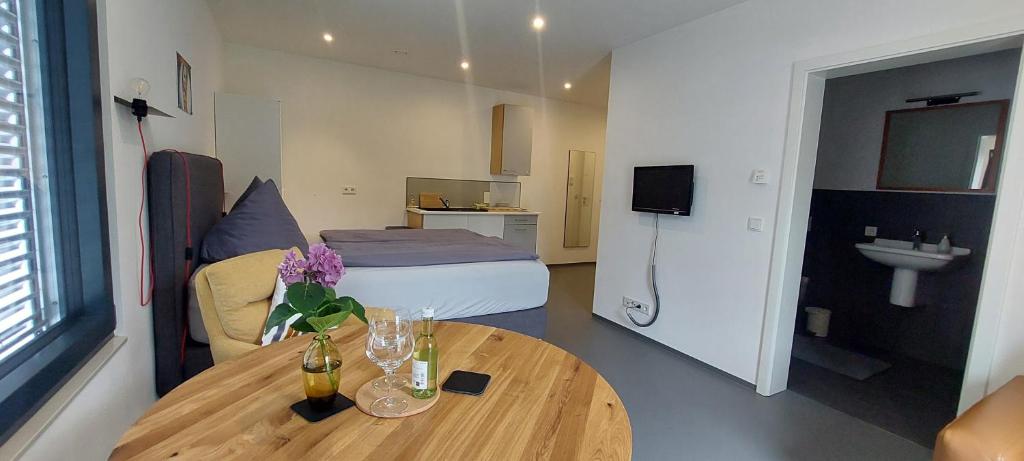 Kuchyň nebo kuchyňský kout v ubytování BikeHikeSleep Apartments