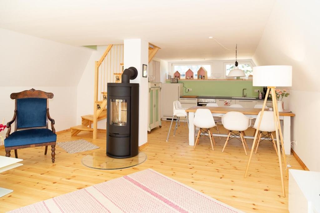 Kuchyň nebo kuchyňský kout v ubytování Ferienhaus am See