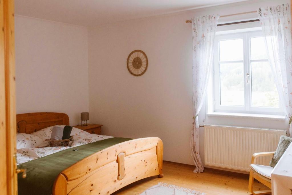Postel nebo postele na pokoji v ubytování Knappenhof