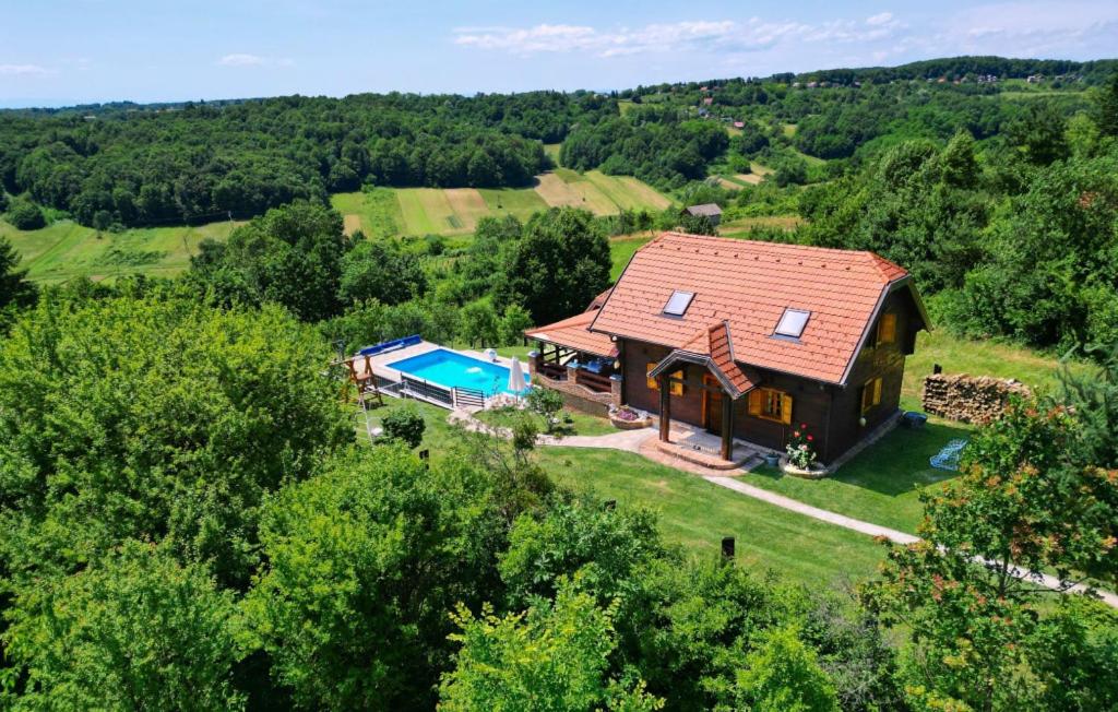 an aerial view of a house with a swimming pool at Holiday Home Dubranec by Villas Guide in Dubranec