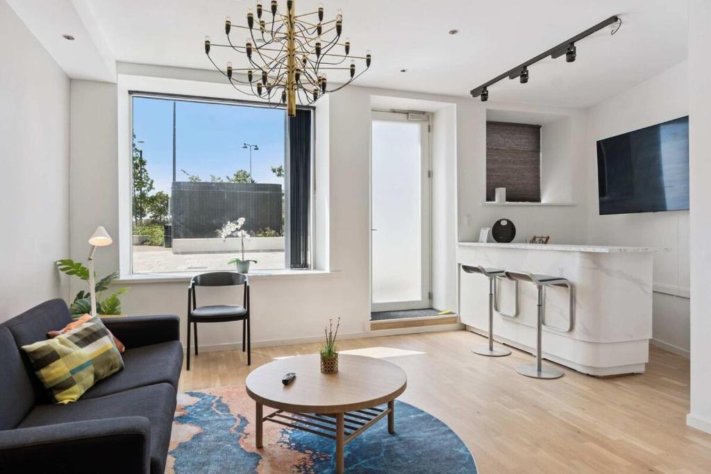 Televisyen dan/atau pusat hiburan di Aalborg Apartment Centralt Beliggende med Moderne Faciliteter