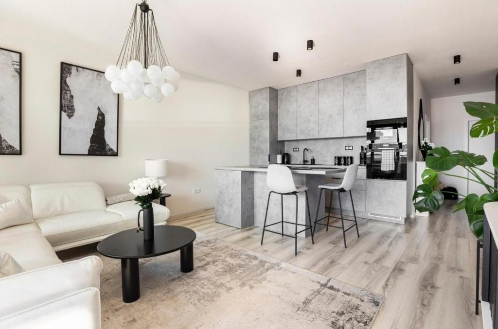 Η κουζίνα ή μικρή κουζίνα στο Luxury apartment, View&Garage&AC