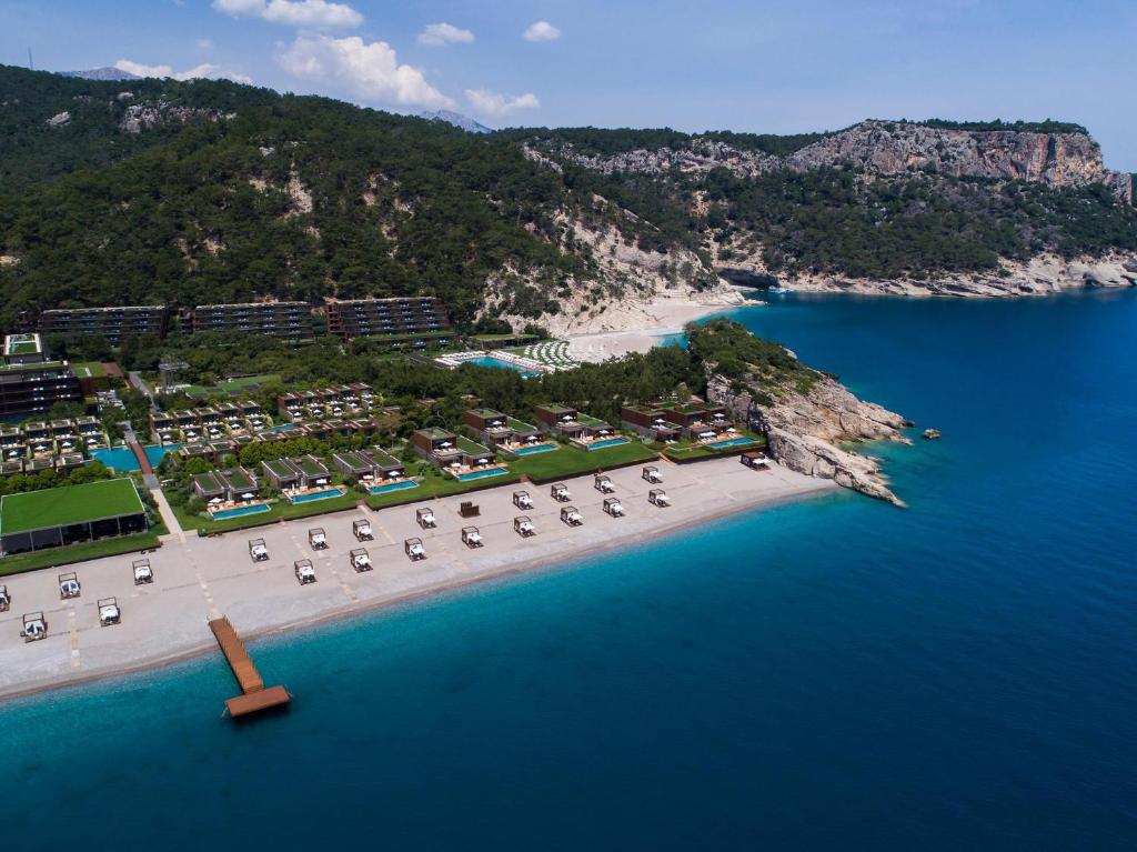 an aerial view of a beach next to the ocean at Maxx Royal Kemer Resort in Kemer