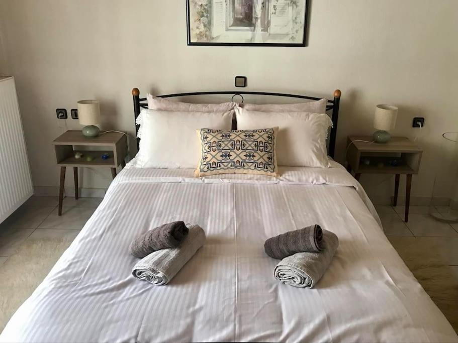 Postel nebo postele na pokoji v ubytování Kyparissos Home , Arachova