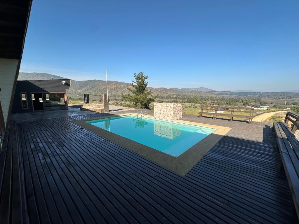 a deck with a swimming pool on top of a house at Chalet Exclusive CasaBlanca in Casablanca