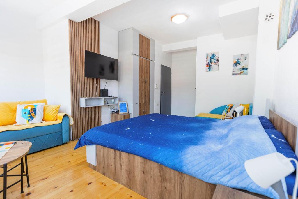 Postel nebo postele na pokoji v ubytování Sky House Berovo