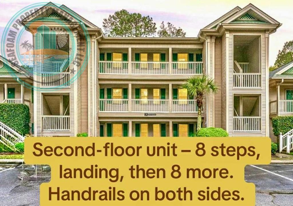 a large house with the words second floor floor unit steps andandals on both at 2Br 2Ba Condo on Golf Course in Pawleys Island