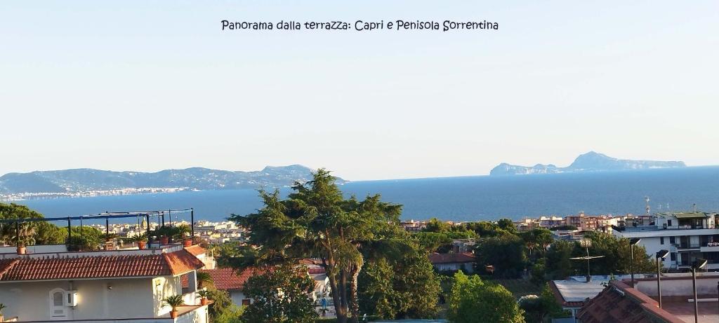 a view of a city with the ocean in the background at B&B Mareluce in Torre del Greco