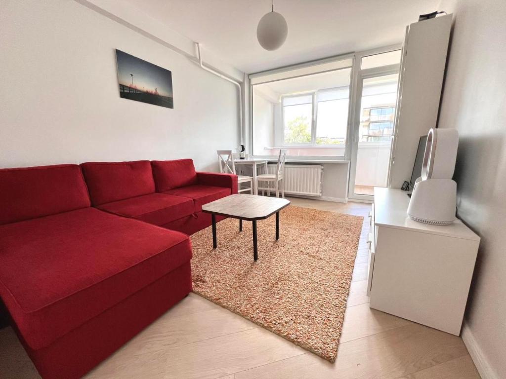 Χώρος καθιστικού στο Apartamentai Vanagupės banga