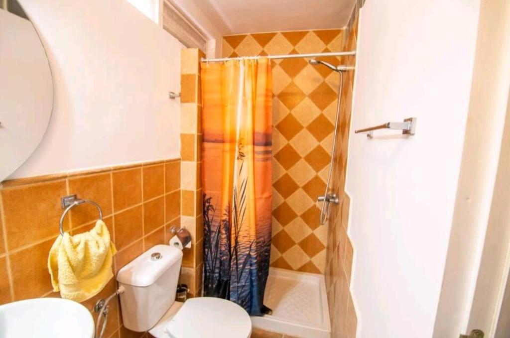 アロナにあるAmarilla Rockのシャワー、トイレ、洗面台付きのバスルーム