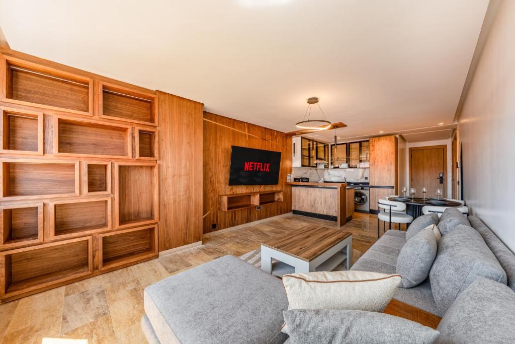 Η κουζίνα ή μικρή κουζίνα στο 1 Ch, 1 SDB et Parking gratuit au Centre de Gueliz avec vue