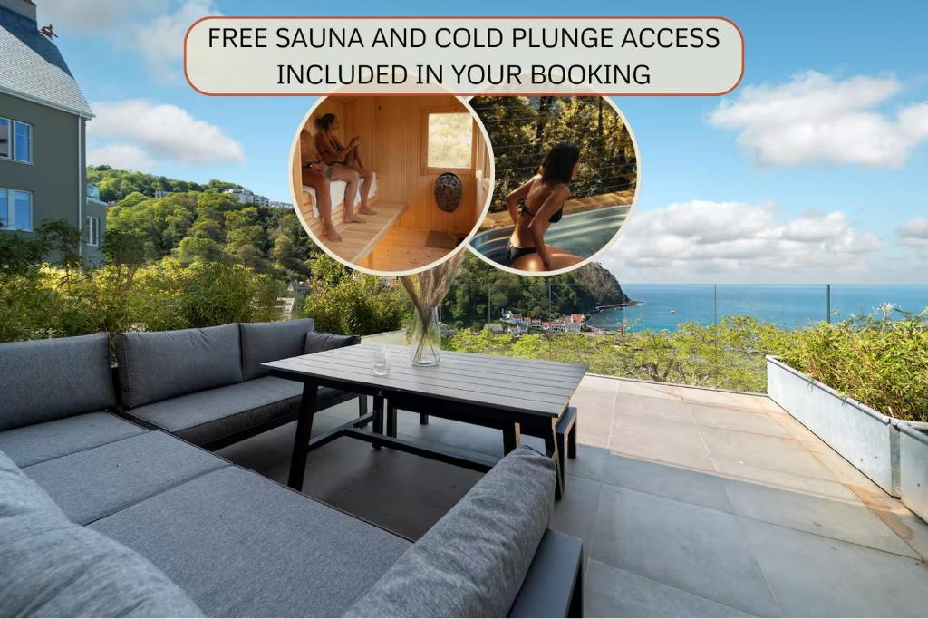 林茅斯Harbour Tide, Inviting 3 BR Apt, Large Terrace and Sea View, Parking的带沙发和桌子的客厅