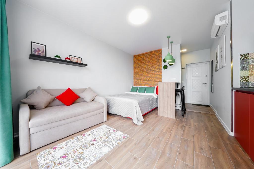 Ένα ή περισσότερα κρεβάτια σε δωμάτιο στο Апартаменти MYFREEDOM ЖК Місто Квітів поруч із метро Сирець