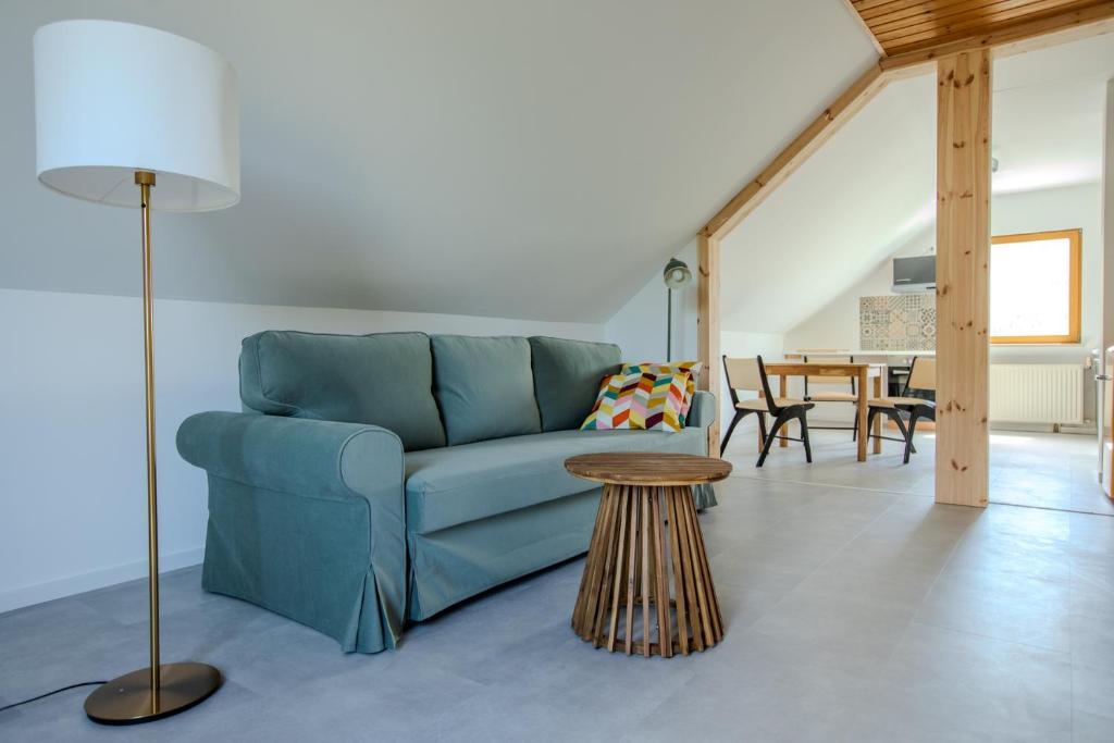 Posezení v ubytování Ferienwohnung am Wolletzsee