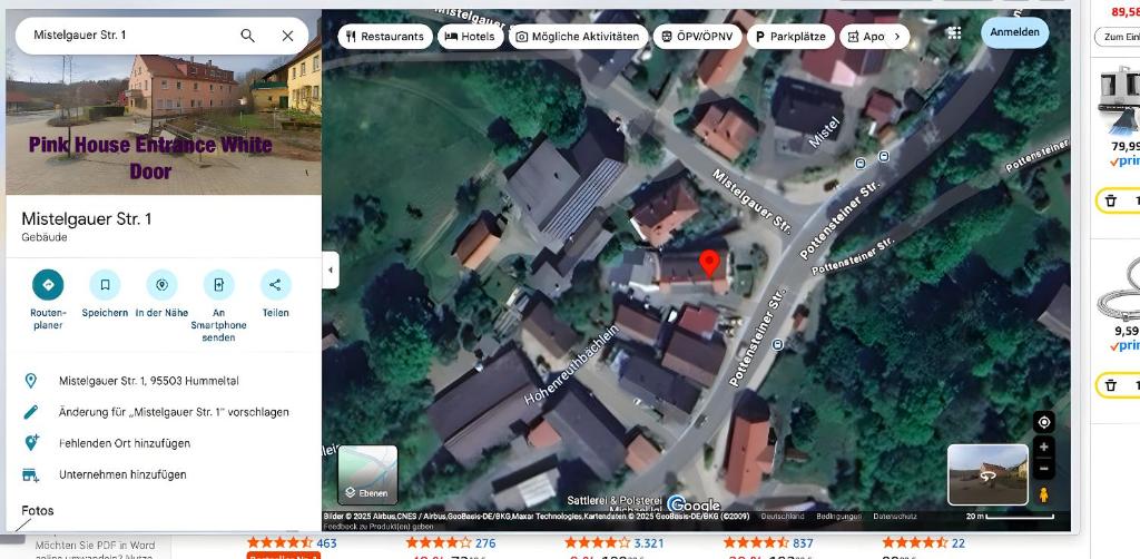 a screenshot of a map of a street at Casa Frida- Charmante Wohnung mit Parkplatz nähe Bayreuth in Creez