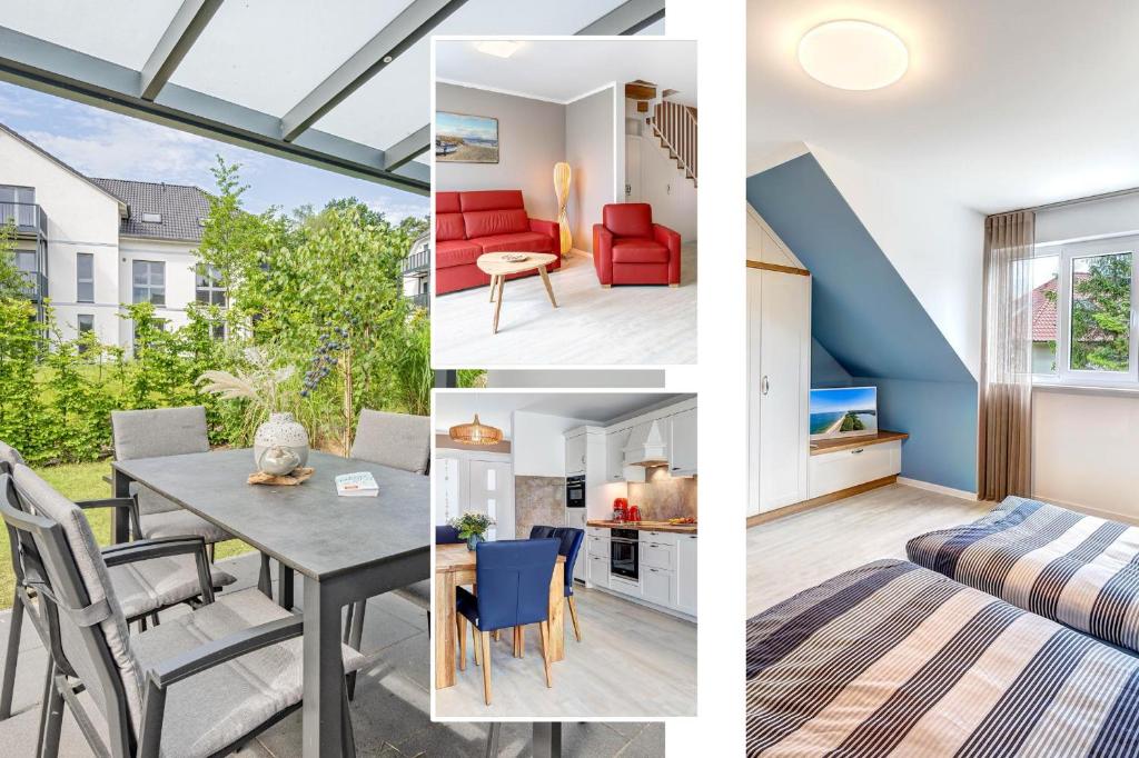 a collage of photos of a house at FeWo Am Pier 7a in Loddin