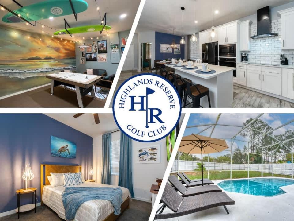 a collage of pictures of a kitchen and a bedroom at Wildlife Themed 4 Bd Pool Home Near Disney in Davenport