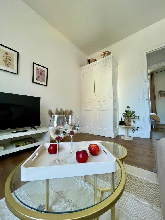 Μια τηλεόραση ή/και κέντρο ψυχαγωγίας στο Appartement t2 cosy hypercentre 3mn de la plage
