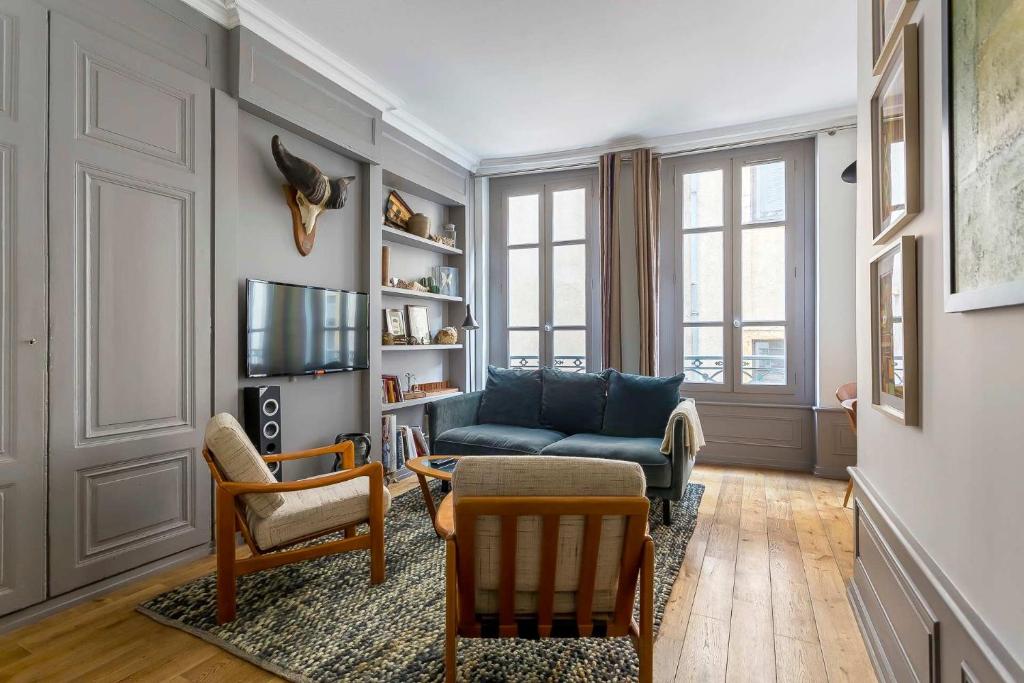 Posezení v ubytování Curiosité - Furnished apartment - Downtown Lyon
